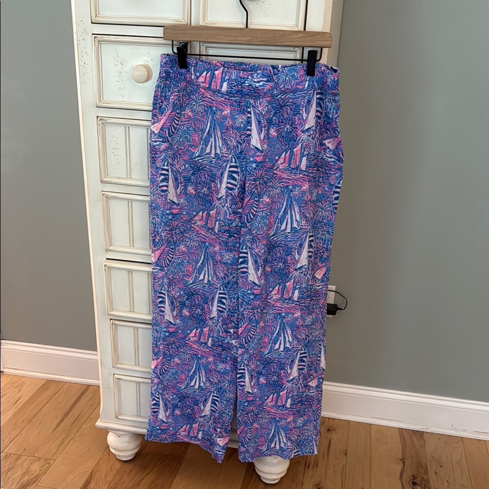 Lilly Pulitzer Blue and Pink Casual Palazzo Pants